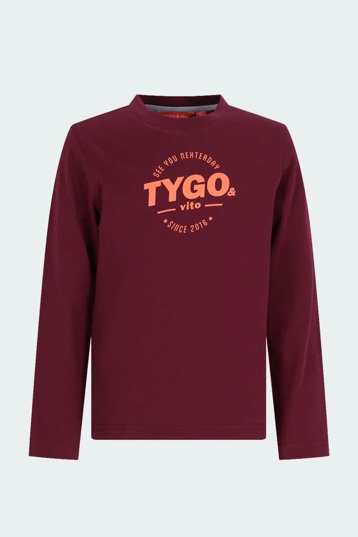 T-Shirt manches longues bordeau - TYGO & VITO